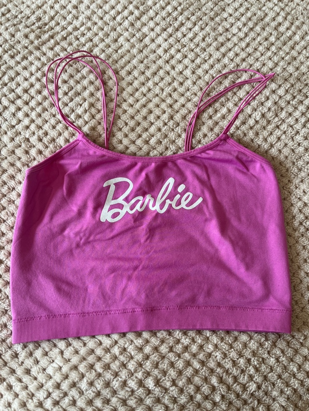 Barbie Hot Pink Double-Strap Cropped Tank